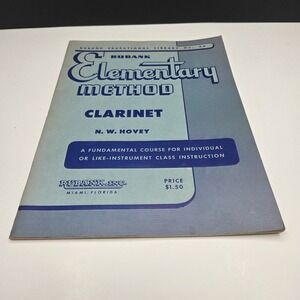 Rubank Elementary Method Clarinet N.W. Hovey Sheet Music Book Vintage Blue No.34